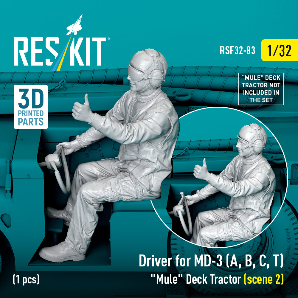 Driver for MD-3 (A, B, C, T) Mule Deck Tractor (scene 2) (1 pcs) (3D Printed) Scale 1:32 ResKit RSF32-0083