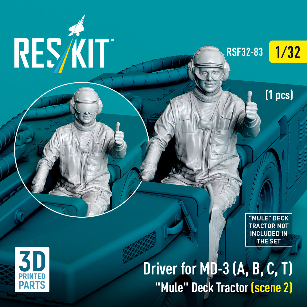 Driver for MD-3 (A, B, C, T) Mule Deck Tractor (scene 2) (1 pcs) (3D Printed) Scale 1:32 ResKit RSF32-0083