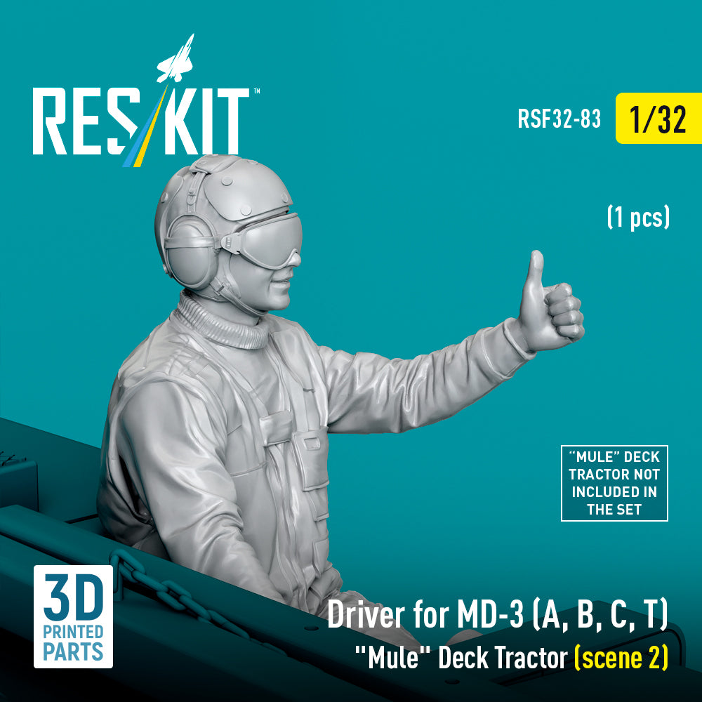 Driver for MD-3 (A, B, C, T) Mule Deck Tractor (scene 2) (1 pcs) (3D Printed) Scale 1:32 ResKit RSF32-0083