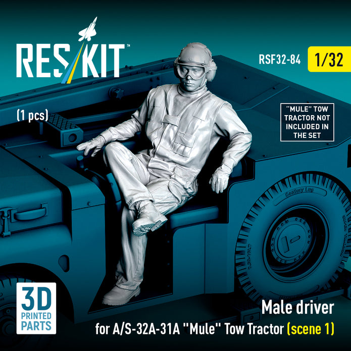 Male driver for A/S-32A-31A Mule Tow Tractor (scene 1) (1 pcs) (3D Printed) Scale 1:32 ResKit RSF32-0084