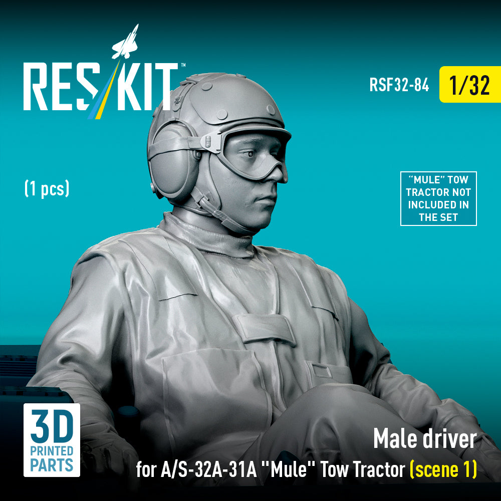 Male driver for A/S-32A-31A Mule Tow Tractor (scene 1) (1 pcs) (3D Printed) Scale 1:32 ResKit RSF32-0084