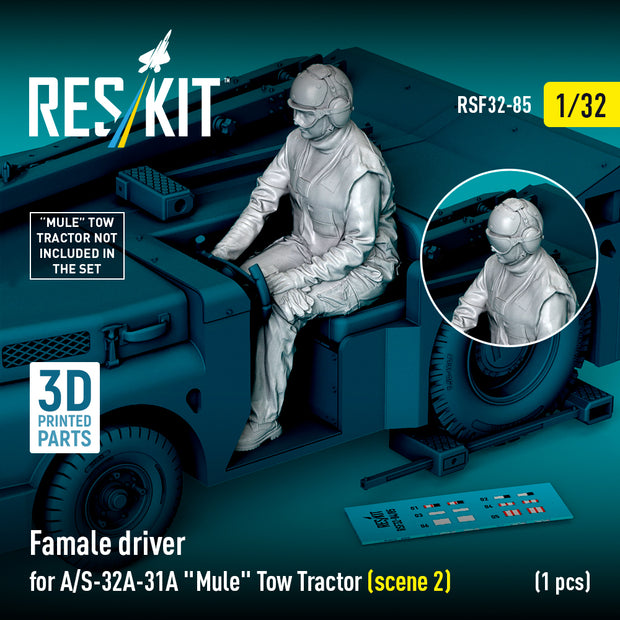 Female driver for A/S-32A-31A Mule Tow Tractor (scene 2) (1 pcs) (3D Printed) Scale 1:32 ResKit RSF32-0085
