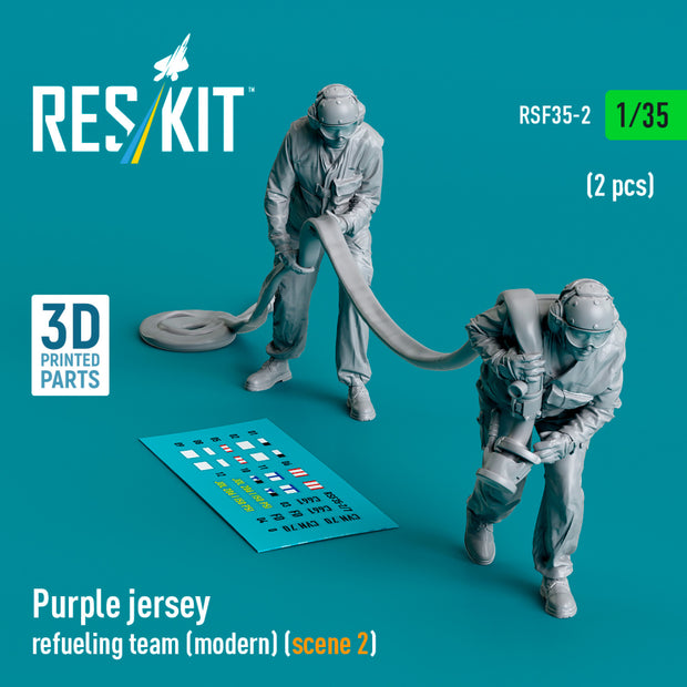 Purple jersey refueling team (modern) (scene 2) (2 pcs) (3D Printed) Scale 1:35 ResKit RSF35-0002 for Figurines for Aircraft / Helicopters Model Kit