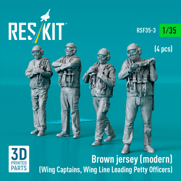 Brown jersey (modern) (Wing Captains, Wing Line Leading Petty Officers) (4 pcs) (3D Printed) Scale 1:35 ResKit RSF35-0003 for Figurines for Aircraft / Helicopters Model Kit