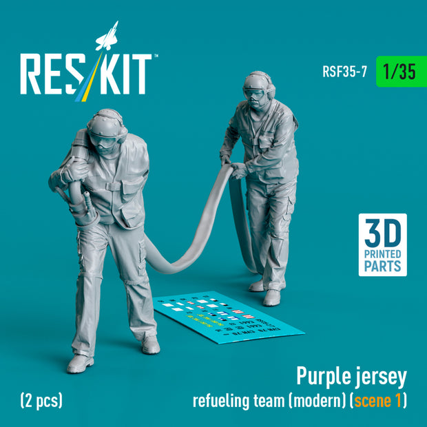 Purple jersey refueling team (modern) (scene 1) (2 pcs) (3D Printed) Scale 1:35 ResKit RSF35-0007 for Figurines for Aircraft / Helicopters Model Kit