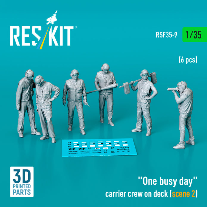 One busy day carrier crew on deck (scene 2) (6 pcs) (3D Printed) Scale 1:35 ResKit RSF35-0009 for Figurines for Aircraft Model Kit