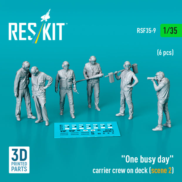 One busy day carrier crew on deck (scene 2) (6 pcs) (3D Printed) Scale 1:35 ResKit RSF35-0009 for Figurines for Aircraft Model Kit