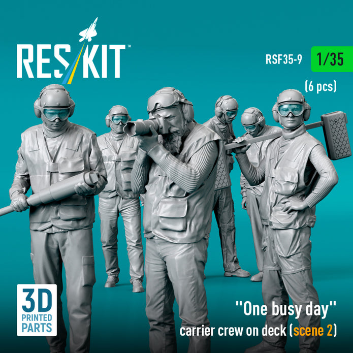 One busy day carrier crew on deck (scene 2) (6 pcs) (3D Printed) Scale 1:35 ResKit RSF35-0009 for Figurines for Aircraft Model Kit