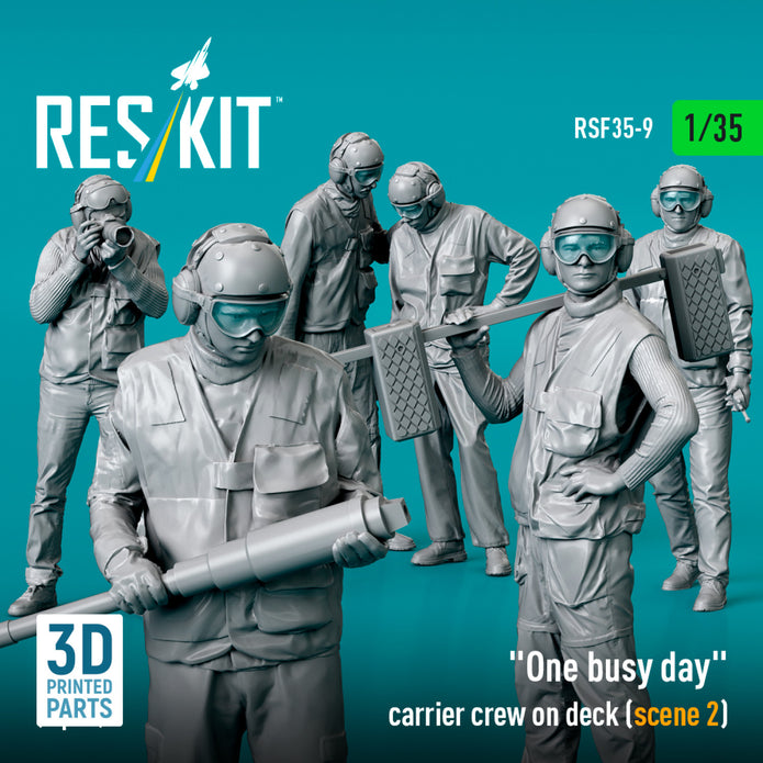 One busy day carrier crew on deck (scene 2) (6 pcs) (3D Printed) Scale 1:35 ResKit RSF35-0009 for Figurines for Aircraft Model Kit