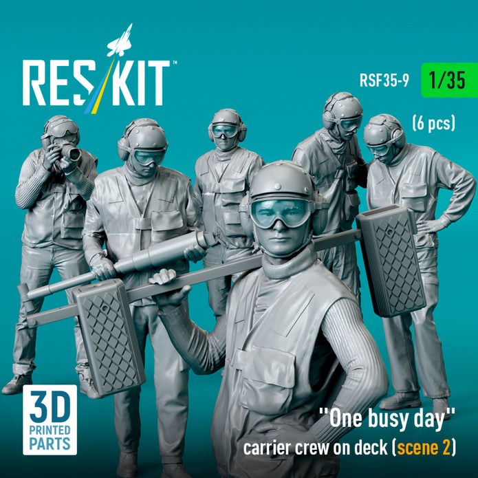 One busy day carrier crew on deck (scene 2) (6 pcs) (3D Printed) Scale 1:35 ResKit RSF35-0009 for Figurines for Aircraft Model Kit