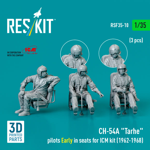 Sikorsky CH-54A Tarhe Pilots Early in Seats for ICM kit (1962-1968) (3 pcs) (3D Printed) Scale 1:35 ResKit RSF35-0010 for Helicopters Model Kit