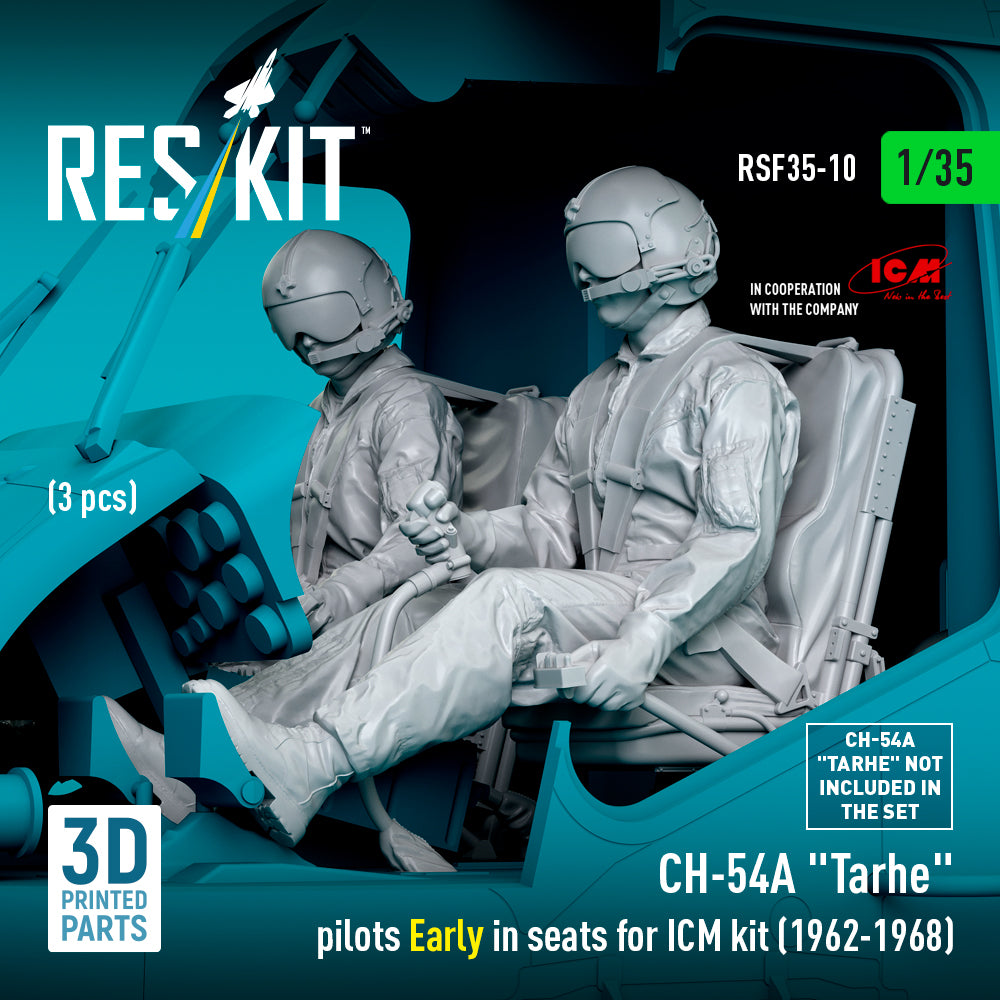 Sikorsky CH-54A Tarhe Pilots Early in Seats for ICM kit (1962-1968) (3 pcs) (3D Printed) Scale 1:35 ResKit RSF35-0010 for Helicopters Model Kit