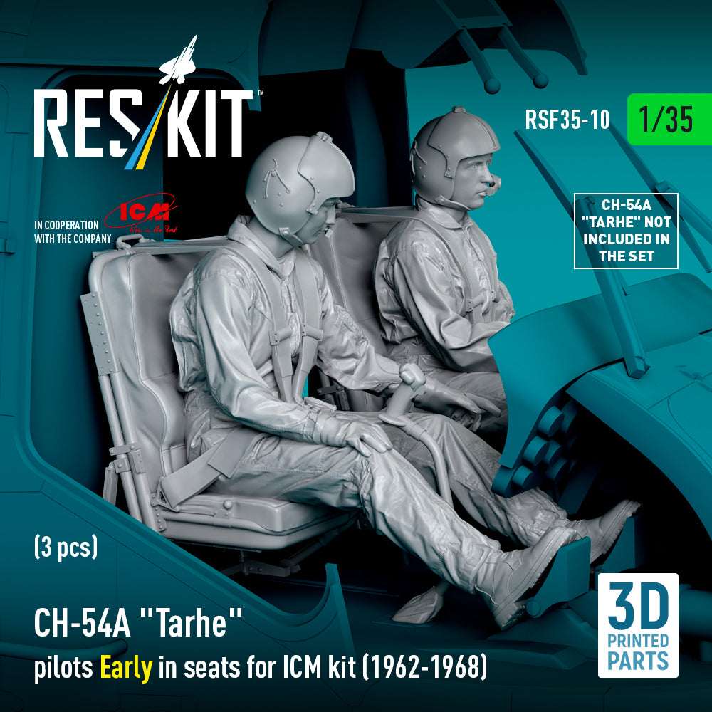 Sikorsky CH-54A Tarhe Pilots Early in Seats for ICM kit (1962-1968) (3 pcs) (3D Printed) Scale 1:35 ResKit RSF35-0010 for Helicopters Model Kit