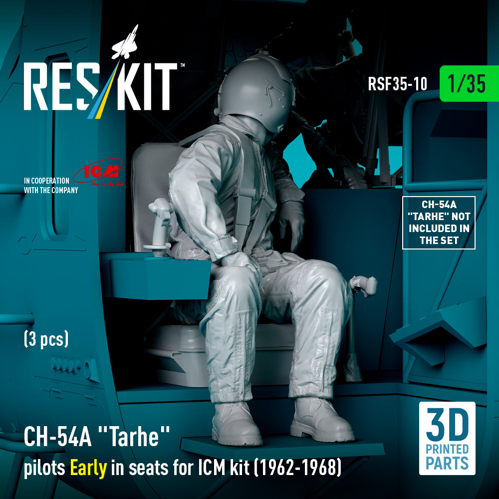 Sikorsky CH-54A Tarhe Pilots Early in Seats for ICM kit (1962-1968) (3 pcs) (3D Printed) Scale 1:35 ResKit RSF35-0010 for Helicopters Model Kit