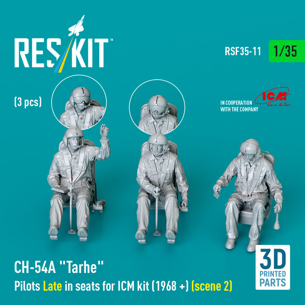 Sikorsky CH-54A Tarhe Pilots Late in Seats for ICM kit (1968 +) (scene 2) (3 pcs) (3D Printed) Scale 1:35 ResKit RSF35-0011 for Helicopters Model Kit