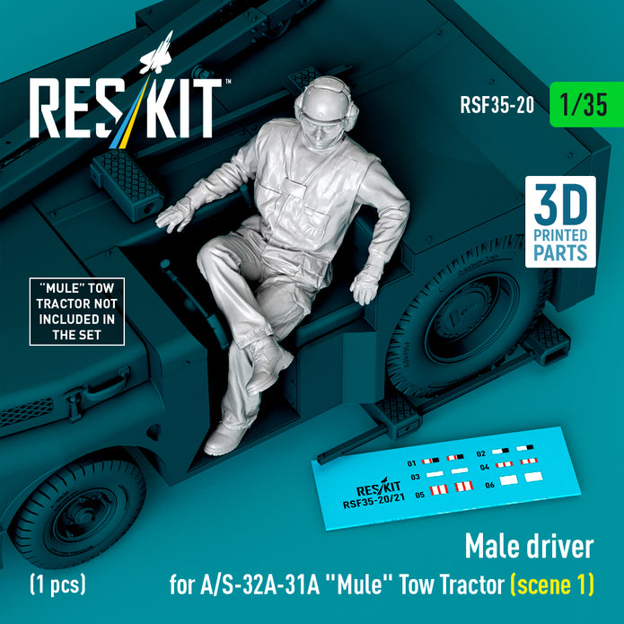 Male driver for A/S-32A-31A Mule Tow Tractor (scene 1) (1 pcs) (3D Printed) Scale 1:35 ResKit RSF35-0020
