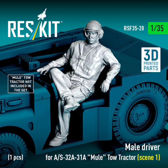 Male driver for A/S-32A-31A Mule Tow Tractor (scene 1) (1 pcs) (3D Printed) Scale 1:35 ResKit RSF35-0020