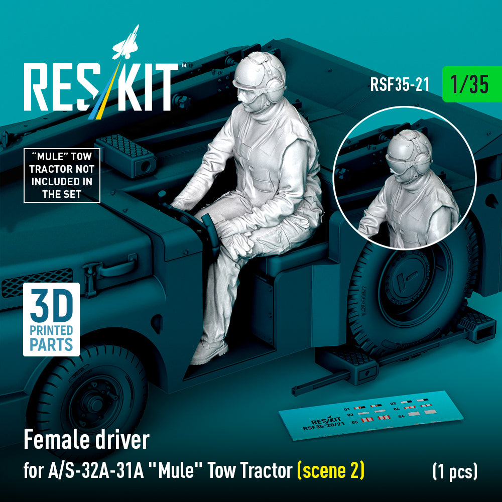 Female driver for A/S-32A-31A Mule Tow Tractor (scene 2) (1 pcs) (3D Printed) Scale 1:35 ResKit RSF35-0021