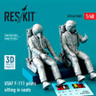 USAF F-111 pilots sitting in seats (2 pcs) (3D Printing) Scale 1:48 ResKit RSF48-0005 for Figurines for Aircraft Model Kit