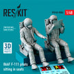RAAF F-111 pilots sitting in seats (2 pcs) (3D Printing) Scale 1:48 ResKit RSF48-0006 for Figurines for Aircraft Model Kit