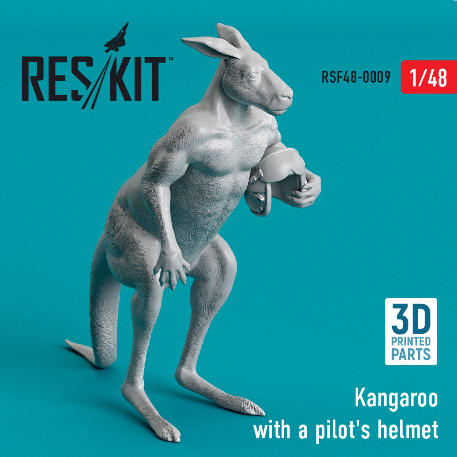 Kangaroo with a pilot's helmet (3D Printed) Scale 1:48 ResKit RSF48-0009 for Figurines for Aircraft Model Kit