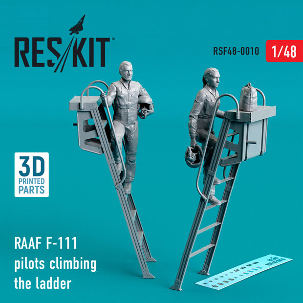RAAF F-111 pilots climbing the ladder (2 pcs) (3D Printing) Scale 1:48 ResKit RSF48-0010 for Figurines for Aircraft Model Kit