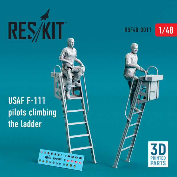 USAF F-111 pilots climbing the ladder (2 pcs) (3D Printing) Scale 1:48 ResKit RSF48-0011 for Figurines for Aircraft Model Kit