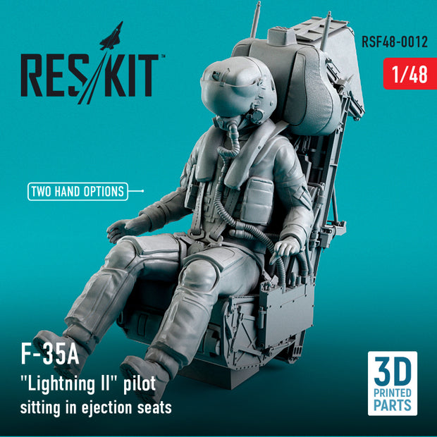 Lockheed Martin F-35A Lightning II pilot sitting in late modification Ejection Seats (type 1) (3D Printing) Scale 1:48 ResKit RSF48-0012 for Figurines for Aircraft Model Kit