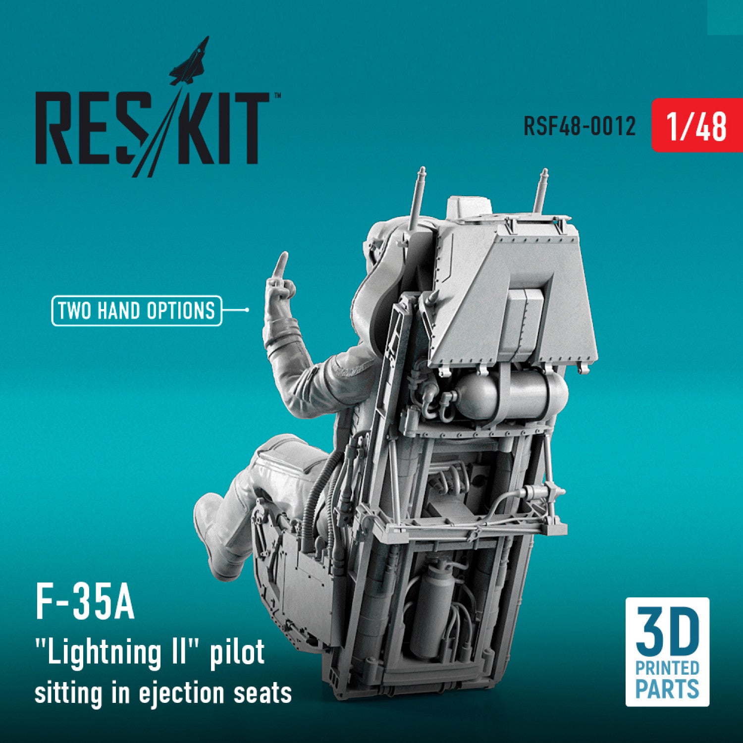 Lockheed Martin F-35A Lightning II pilot sitting in late modification Ejection Seats (type 1) (3D Printing) Scale 1:48 ResKit RSF48-0012 for Figurines for Aircraft Model Kit