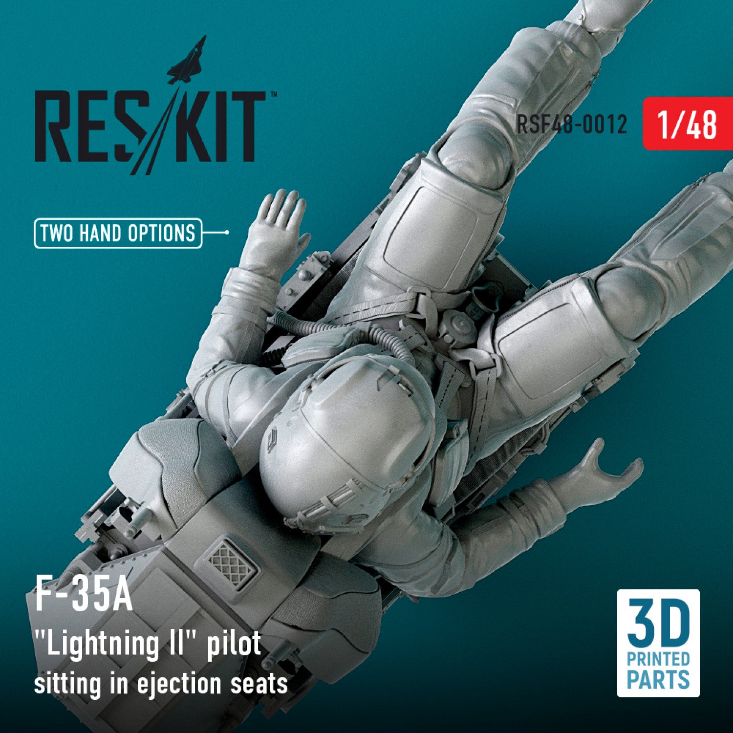 Lockheed Martin F-35A Lightning II pilot sitting in late modification Ejection Seats (type 1) (3D Printing) Scale 1:48 ResKit RSF48-0012 for Figurines for Aircraft Model Kit