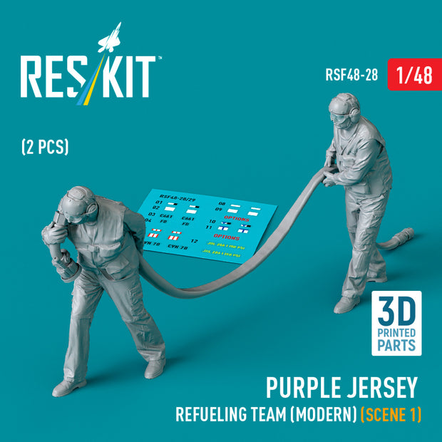 Purple jersey refueling team (modern) (scene 1) (2 pcs) (3D Printed) Scale 1:48 ResKit RSF48-0028 for Figurines for Aircraft / Helicopters Model Kit