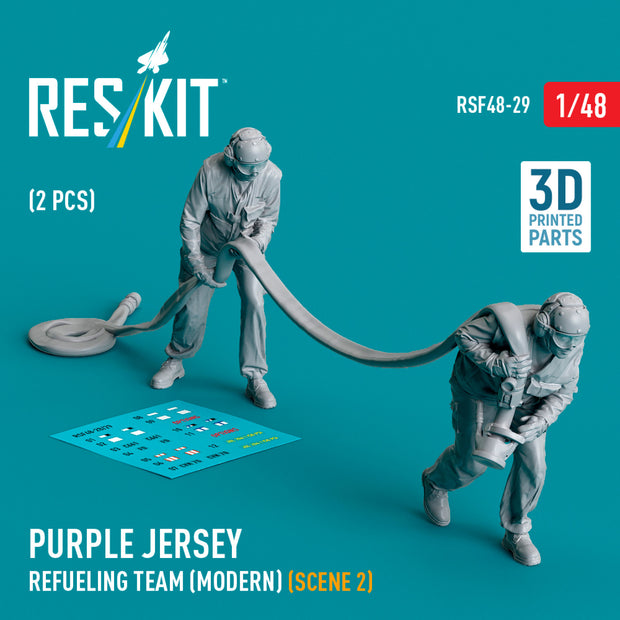Purple jersey refueling team (modern) (scene 2) (2 pcs) (3D Printed) Scale 1:48 ResKit RSF48-0029 for Figurines for Aircraft / Helicopters Model Kit