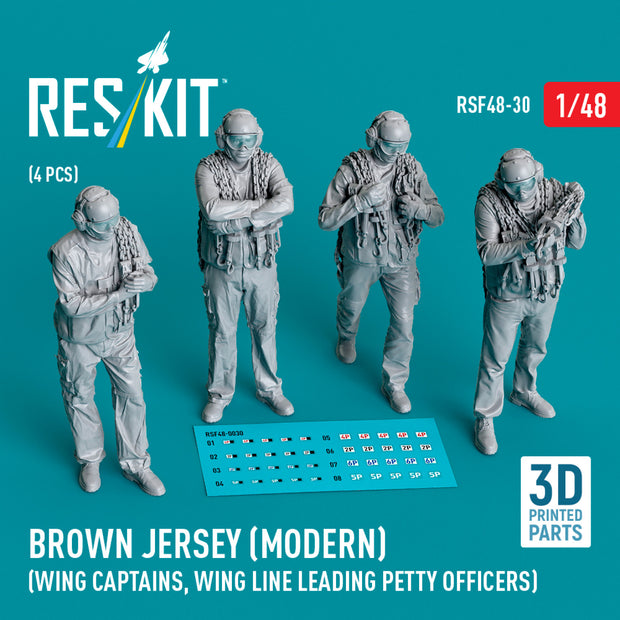 Brown jersey (modern) (Wing Captains, Wing Line Leading Petty Officers) (4 pcs) (3D Printed) Scale 1:48 ResKit RSF48-0030 for Figurines for Aircraft / Helicopters Model Kit