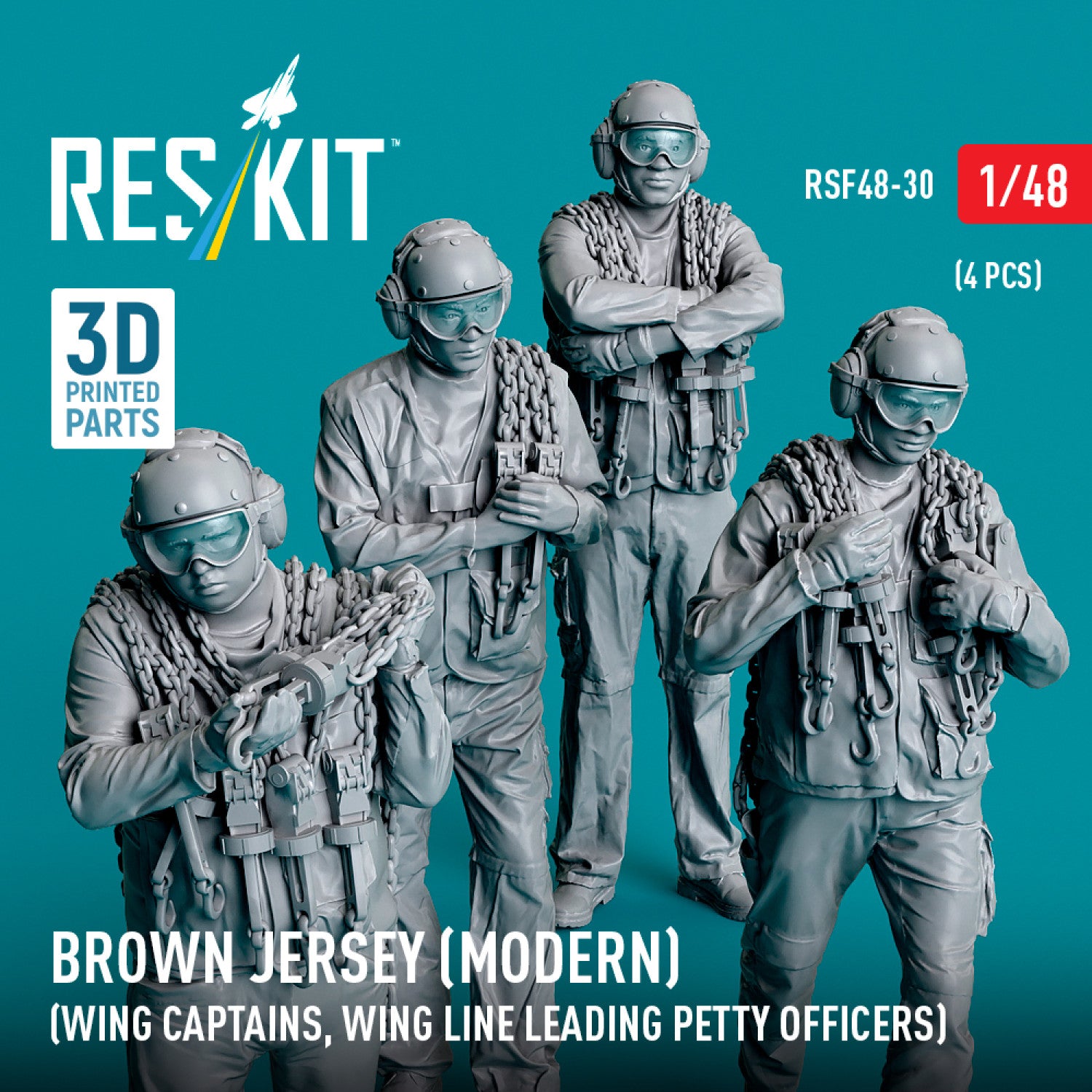 Brown jersey (modern) (Wing Captains, Wing Line Leading Petty Officers) (4 pcs) (3D Printed) Scale 1:48 ResKit RSF48-0030 for Figurines for Aircraft / Helicopters Model Kit