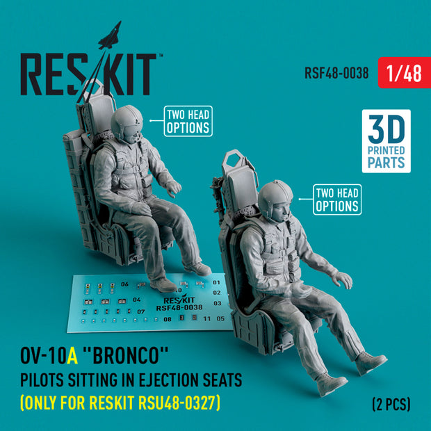 OV-10A Bronco pilots sitting in Ejection Seats (only for RESKIT RSU48-0327) (2 pcs) (3D Printed) Scale 1:48 ResKit RSF48-0038 for Figurines for Aircraft Model Kit