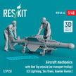 Aircraft mechanics with Red Top Missile (on transport trolley) (EE Lightning, Sea Vixen, Hawker Hunter) (2 pcs) (3D Printed) Scale 1:48 ResKit RSF48-0044 for Figurines for Aircraft Model Kit