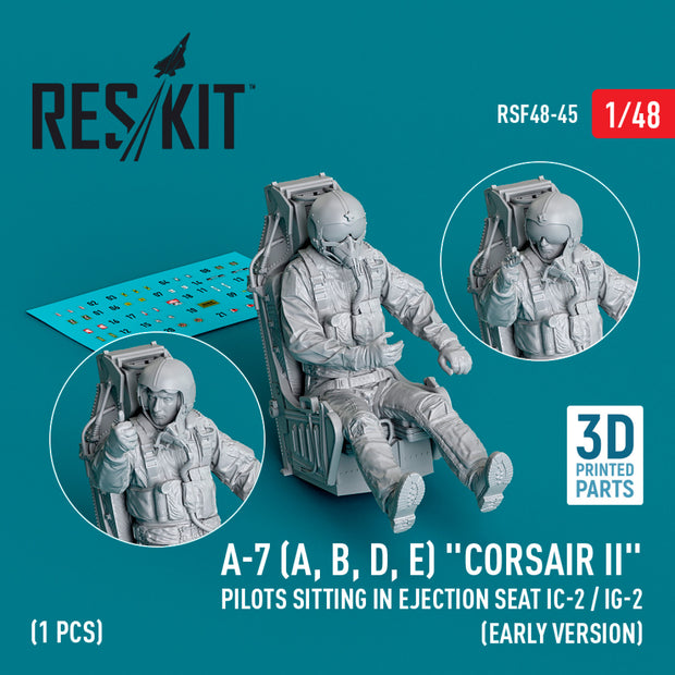 LTV A-7 (A, B, D, E) Corsair II pilots sitting in Ejection Seat IC-2 / IG-2 (early version) (3D Printed) (1 pcs) Scale 1:48 ResKit RSF48-0045 for Figurines for Aircraft Model Kit