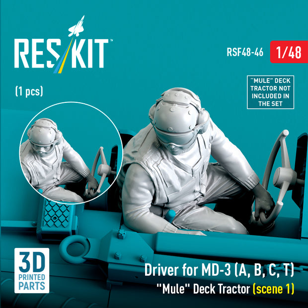Driver for MD-3 (A, B, C, T) Mule Deck Tractor (scene 1) (1 pcs) (3D Printed) Scale 1:48 ResKit RSF48-0046