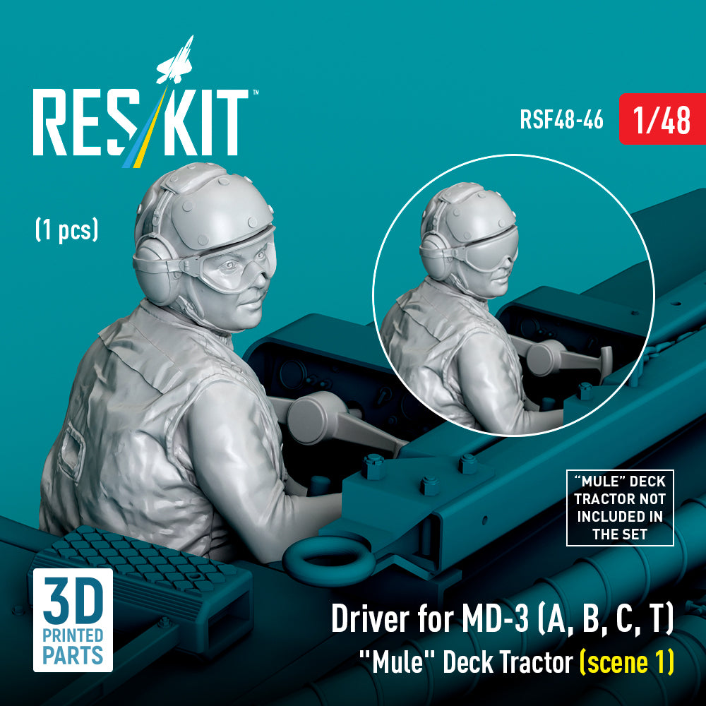 Driver for MD-3 (A, B, C, T) Mule Deck Tractor (scene 1) (1 pcs) (3D Printed) Scale 1:48 ResKit RSF48-0046