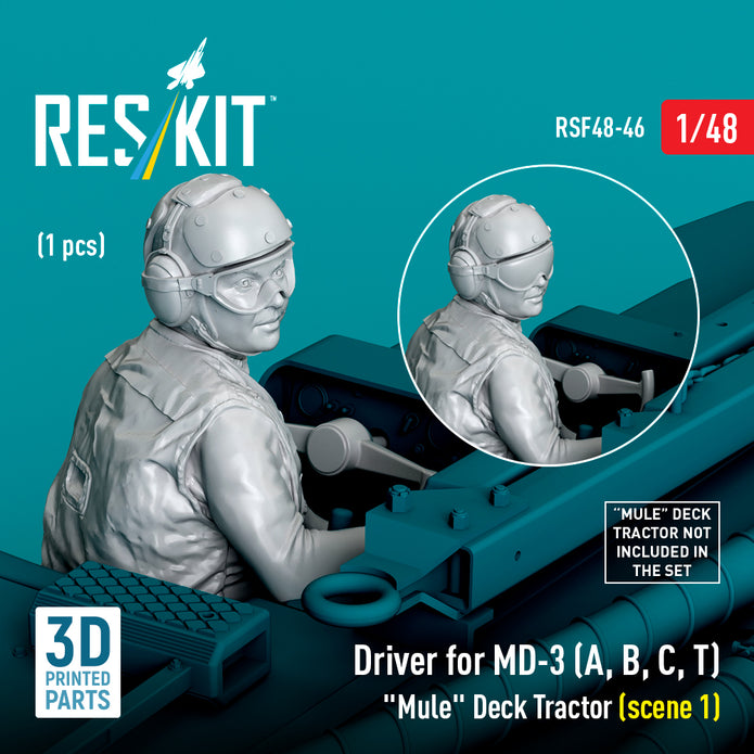 Driver for MD-3 (A, B, C, T) Mule Deck Tractor (scene 1) (1 pcs) (3D Printed) Scale 1:48 ResKit RSF48-0046