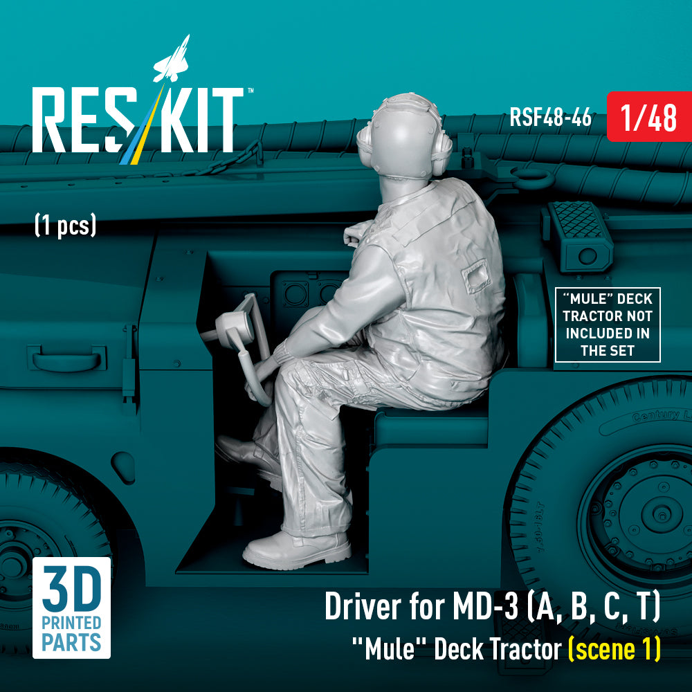 Driver for MD-3 (A, B, C, T) Mule Deck Tractor (scene 1) (1 pcs) (3D Printed) Scale 1:48 ResKit RSF48-0046