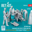 US Aircraft mechanics with SUU-23 20mm gun pod (open & close gun bay) on transport trolley (scene 1) (3 pcs) (3D Printed) Scale 1:48 ResKit RSF48-0049 for Figurines for Aircraft Model Kit