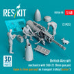 British Aircraft mechanics with SUU-23 20mm gun pod (open & close gun bay) on on transport trolley (scene 1) (3 pcs) (3D Printed) Scale 1:48 ResKit RSF48-0050 for Figurines for Aircraft Model Kit
