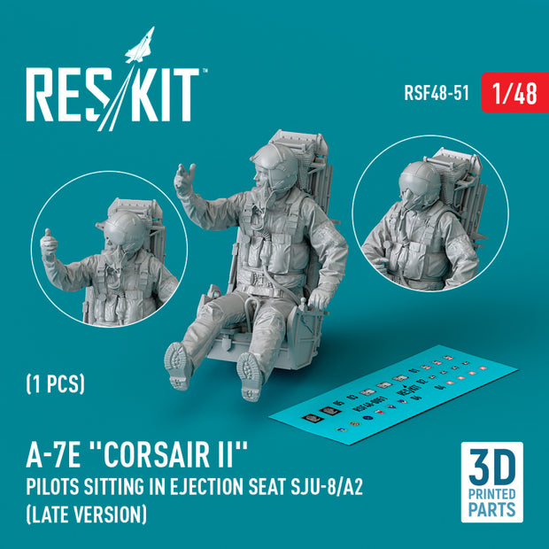 LTV A-7E Corsair II pilot sitting in Ejection Seat SJU-8/A2 (late version) (3D Printed) (1 pcs) Scale 1:48 ResKit RSF48-0051 for Figurines for Aircraft Model Kit