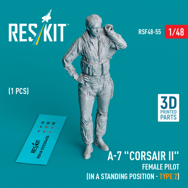 LTV A-7 Corsair II female pilot (in a standing position - type 2) (1 pcs) (3D Printed) Scale 1:48 ResKit RSF48-0055 for Figurines for Aircraft Model Kit