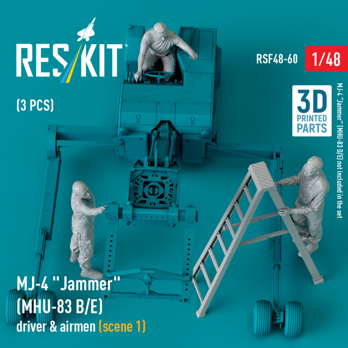 MJ-4 Jammer (MHU-83 B/E) driver & airmen (scene 1) (3 pcs) (3D Printed) Scale 1:48 ResKit RSF48-0060 for Figurines for Aircraft Model Kit