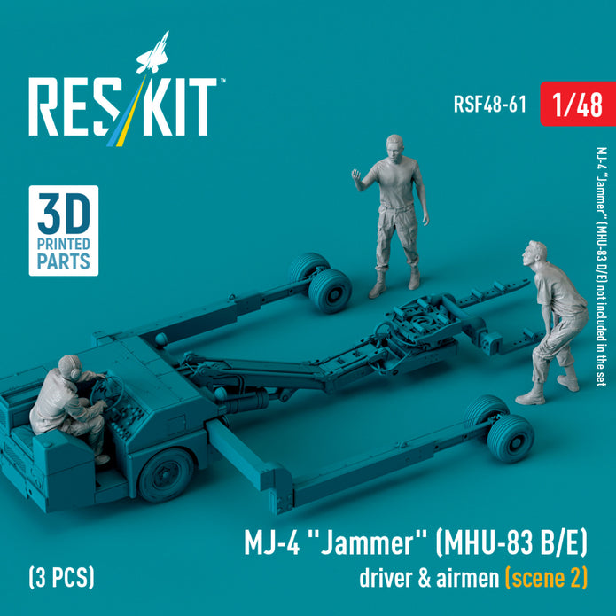 MJ-4 Jammer (MHU-83 B/E) driver & airmen (scene 2) (3 pcs) (3D Printed) Scale 1:48 ResKit RSF48-0061 for Figurines for Aircraft Model Kit