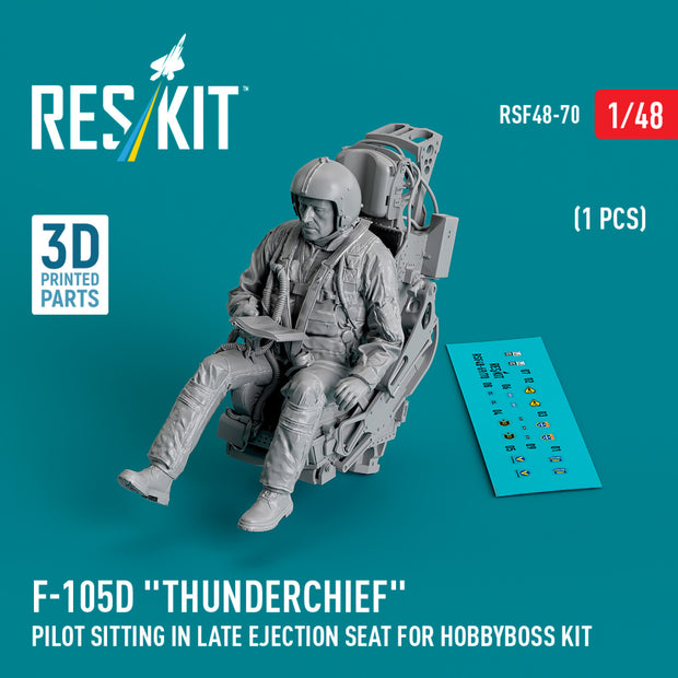 Republic F-105D Thunderchief pilot sitting in late Ejection Seat for HobbyBoss kit (1 pcs) (3D Printed) Scale 1:48 ResKit RSF48-0070 for Figurines for Aircraft Model Kit
