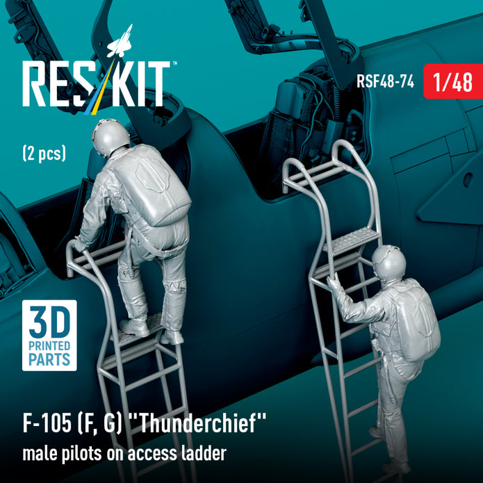 Republic F-105 (F, G) Thunderchief male pilots on Access Ladder (2 pcs) (3D Printed) Scale 1:48 ResKit RSF48-0074 for Figurines for Aircraft Model Kit