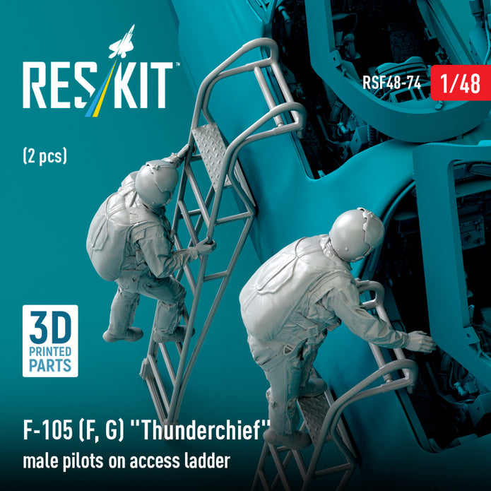 Republic F-105 (F, G) Thunderchief male pilots on Access Ladder (2 pcs) (3D Printed) Scale 1:48 ResKit RSF48-0074 for Figurines for Aircraft Model Kit